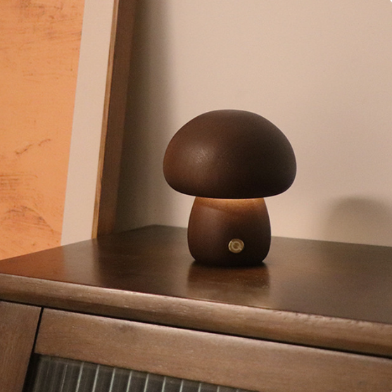 Wooden mushroom lamp